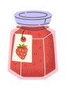 Strawberry jam glass jar design Royalty Free Stock Photo