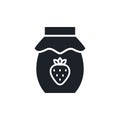 Strawberry jam icon. Jar of jam isolated vector silhouettes. Sweet desserts