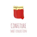 Strawberry jam-jar, confiture sweet collection, element for design