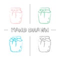 Strawberry jam jar hand drawn icons set Royalty Free Stock Photo