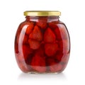 Strawberry jam jar isolated Royalty Free Stock Photo