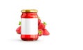 Strawberry Jam Jar Mockup with Blank Label Royalty Free Stock Photo