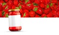 Strawberry Jam Jar Mockup with Blank Label Royalty Free Stock Photo