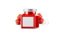 Strawberry Jam Jar Mockup with Blank Label Royalty Free Stock Photo