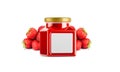 Strawberry Jam Jar Mockup with Blank Label Royalty Free Stock Photo