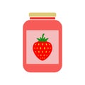 Strawberry jam jar simple icon Royalty Free Stock Photo