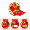 Strawberry jam label with jar Royalty Free Stock Photo