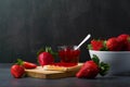 Strawberry jam is made from strawberries, This jam can be used for spreading white bread