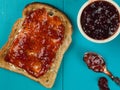 Strawberry Jam or Preserve on Buttered Toast Royalty Free Stock Photo