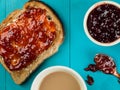 Strawberry Jam or Preserve on Buttered Toast Royalty Free Stock Photo