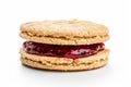 a strawberry jam sandwich cookie on white background Royalty Free Stock Photo