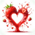 strawberry jam splash heart shape with empty center isolated on white background Royalty Free Stock Photo
