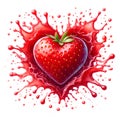 strawberry jam splash heart shape with empty center isolated on white background Royalty Free Stock Photo