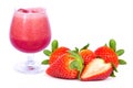 Strawberry juice on white . Royalty Free Stock Photo