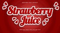 Strawberry juice 3d editable text effect Template Royalty Free Stock Photo