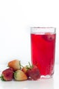 Strawberry juice drinks in glass isolated on white background Royalty Free Stock Photo