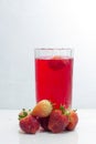 Strawberry juice drinks in glass isolated on white background Royalty Free Stock Photo