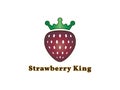 Strawberry King Fruit - Food Logo Design vector illustration.