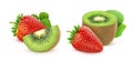 Strawberry and kiwi fruit isolated on white background Royalty Free Stock Photo