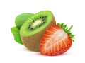 Strawberry and kiwi fruit isolated on white background Royalty Free Stock Photo