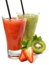 Strawberry and Kiwi Juice isolated on white Background Royalty Free Stock Photo