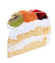 Strawberry, kiwi and orange fruit cake isolated Royalty Free Stock Photo