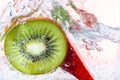 Strawberry and kiwi in water Royalty Free Stock Photo