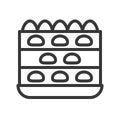 Strawberry layer cake, sweets and dessert outline icon