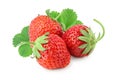 Strawberry with leaves isolated on white background close up. Royalty Free Stock Photo