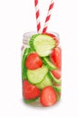 Strawberry lemonade with cucumbers slices. Royalty Free Stock Photo