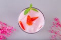 Strawberry lemonade with rose water flowers Royalty Free Stock Photo