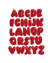 Strawberry Letters, Hand Drawn Strawberry Alphabet, Strawberry Font, Doodle Font, Diary, Planner and Notebook Stickers