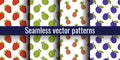 Strawberry, lime, pineapple and prune. Fruit seamless pattern bundle. Color illustration collection in hand-drawn style