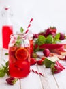 Strawberry, lime and rhubarb lemonade