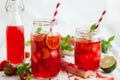 Strawberry,lime and rhubarb lemonade