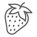 Strawberry line icon, fruit and vitamin