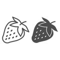 Strawberry line and solid icon, fruits concept, Strawberries sign on white background, ripe strawberry with seeds icon