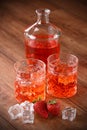 Strawberry liqueur on the table Royalty Free Stock Photo