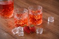 Strawberry liqueur on the table Royalty Free Stock Photo