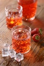 Strawberry liqueur on the table Royalty Free Stock Photo