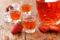 Strawberry liqueur on the table Royalty Free Stock Photo
