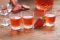 Strawberry liqueur on the table Royalty Free Stock Photo