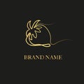 Strawberry logo icon. Gold luxury design with gold line simple and modern shape. For backdrop, cover, invitation background, packa