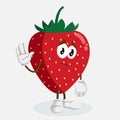 Strawberry Logo mascot goodbye pose