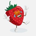 Strawberry Logo mascot happy pose