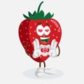 Strawberry Logo mascot in love pose