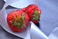 Strawberry luxury ribbon greeting card Royalty Free Stock Photo