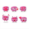 Strawberry macaron cartoon character with love cute emoticon