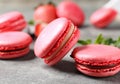 strawberry macaroons on table