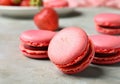 strawberry macaroons on table